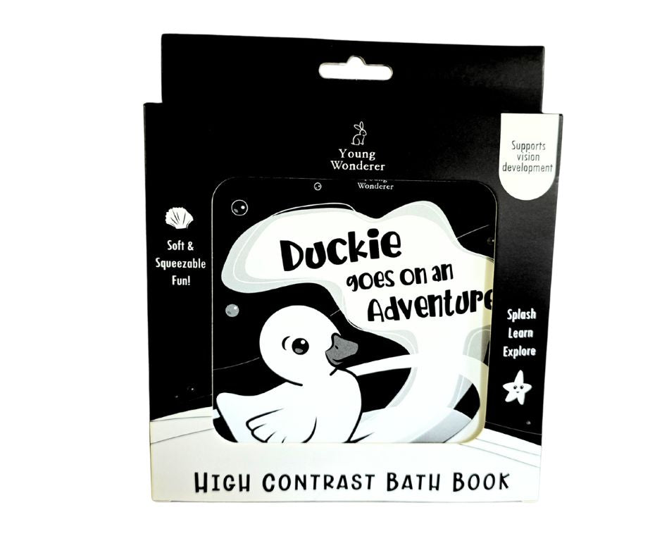 baby bath book,  black and white water bath book, high contrast bath book, Y bath book, 