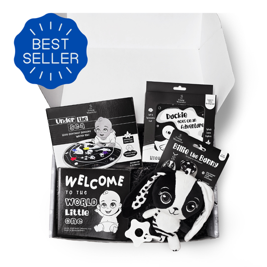 Black and White Unisex HIgh Contrast Baby books and toy gift set